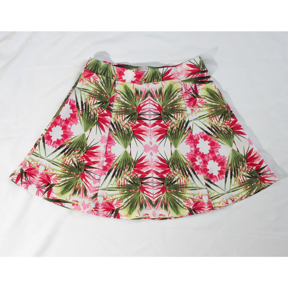 INC International Concepts Tropical Palm Print Midi Skirt Size M Thick Knit